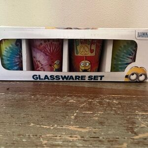 Minions mini glasses shot glass set (4) new in box